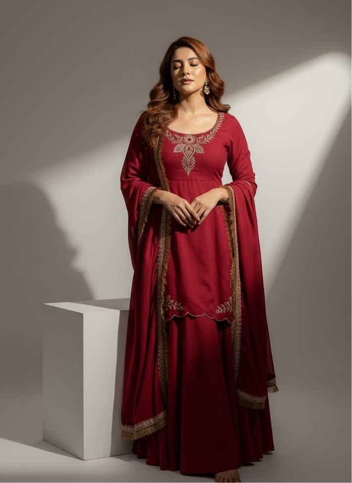 Elegant striped A-line kurta pant dupatta set for women in breathable fabric – festive ethnic wear for college and office events in India